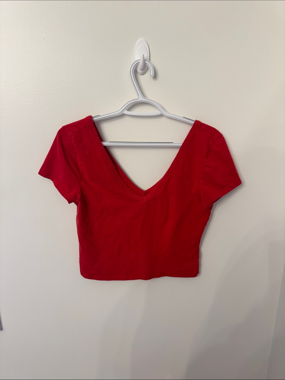 PAC Sun Red V-Neck Short Sleeve Crop Top
